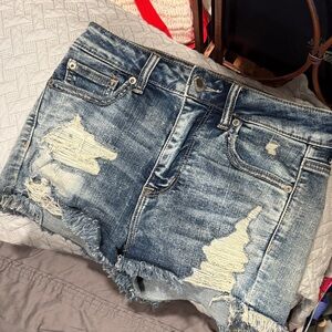 American Eagle Outfitters Distressed Light Blue Denim Cutoff Shorts